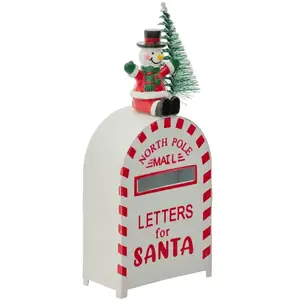 Déco Noël Petite Boîte aux lettres en métal imprimé H 14 cm pas cher