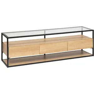 3S. x Home Meuble tv 3 tiroirs Aldea beige pas cher
