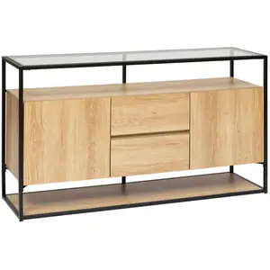 ATMOSPHERA CRÉATEUR D'INTÉRIEUR Buffet 2 portes aldea métal et bois beige 140x80cm GENERIQUE pas cher