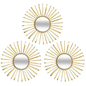 Comparateur de prix : ATMOSPHERA Lot de 3 miroirs ronds D24 Warren métal doré