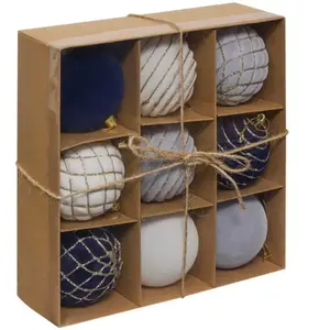 Comparateur de prix : Déco de sapin Lot de 9 Boules de Noël D 8 cm - Bleu Gris Blanc paillet...