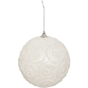 Comparateur de prix : Déco Sapin Boule de Noël D 12 cm Blanc pailleté avec sequins