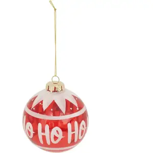 Comparateur de prix : Déco Sapin de Noël Boule en Verre D 9 cm Rouge déco HO HO HO Blanc pai...