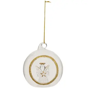 Déco Sapin Boule de Noël en Verre D 10 cm Transparent intérieur Ange d... pas cher