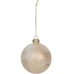 Boule verre décor effet marbre blanc D.8cm doré - Atmosphera créateur ... pas cher