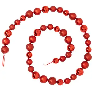 Guirlande de Noël Boules Rouges brillantes et pailletées L 200 cm pas cher
