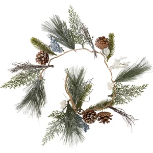 Guirlande de Noël Pommes de Pin Feuilles Bleues et autre déco L 100 cm