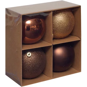 Comparateur de prix : Déco de sapin Lot de 4 Boules de Noël GM D 10 cm - Marron Bronze