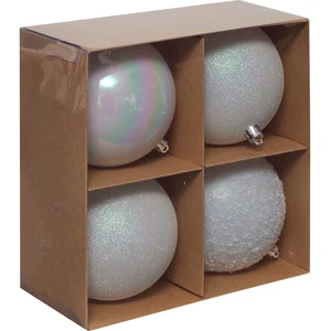 Comparateur de prix : Déco de sapin Lot de 4 Boules de Noël GM D 10 cm - Blanc