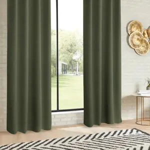 3S. x Home Rideau occultant Odelie vert kaki 140x260cm - Atmosphera créateur d'intérieur pas cher
