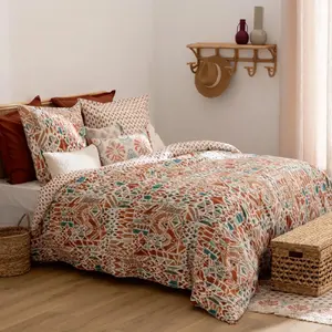 3S. x Home Parure de lit imprimée Ikat 240x220cm pas cher