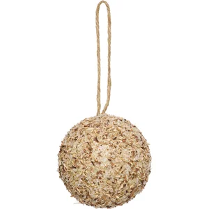 Déco Sapin Boule de Noël D 8 cm Marron pailleté effet sciure de bois pas cher