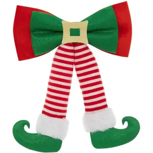 Déco de Noël Noeud Lutin Vert et Rouge 24 x 32 cm