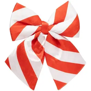 Déco de Noël Noeud rayures Rouge et Blanc 20 x 24 cm pas cher