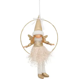 Déco Lumineuse Fée dorée LED Blanc chaud H 32 cm pas cher
