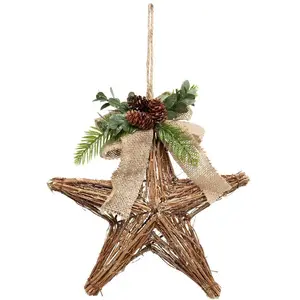 Comparateur de prix : Déco murale Étoile en Bois Jute et Pomme de pin H 26 cm