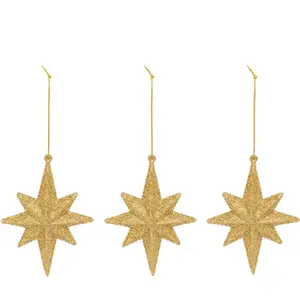 Comparateur de prix : Déco de sapin Lot de 3 Étoiles polaires dorés pailletés
