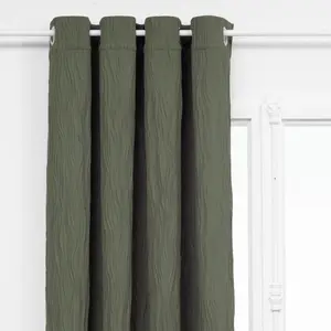 3S. x Home Atmosphera Créateur D'intérieur - Rideau plissé Maely vert kaki 135x260cm pas cher