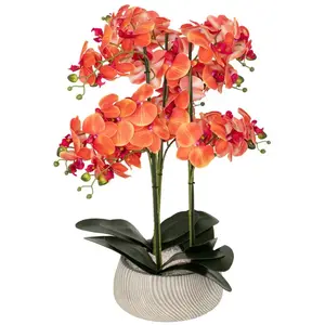 Comparateur de prix : ATMOSPHERA Orchidée artificielle en pot sanae pot en ciment orange h65cm SANAE