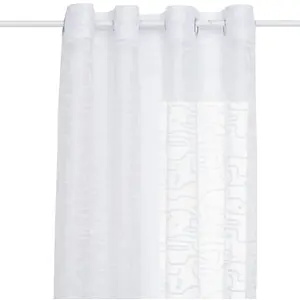 Voilage motif fleurs Lazi blanc 140x240cm Atmosphera Créateur D'intérieur pas cher