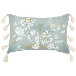 3S. x Home Coussin brodé Wild vert céladon 58x38cm