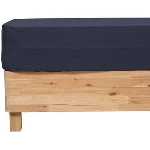 3S. x Home Drap housse Flora gaze de coton bleu 160x200cm