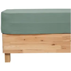Atmosphera - Drap Housse Flora Gaze de Coton Vert céladon 140x190cm