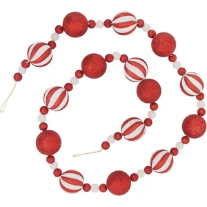 Comparateur de prix : Guirlande de Noël Boules Rouge et Blanc pailleté L 185 cm