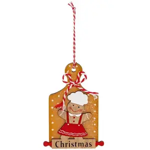 Sujet planche à découper pain d'épice Christmas bois H.12,5cm - Feeric... pas cher