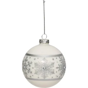 Comparateur de prix : Déco Sapin de Noël Boule en Verre D 9 cm Blanc déco Flocons argent pai...