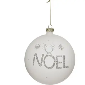 Comparateur de prix : Déco Sapin de Noël Maxi Boule en Verre D 15 cm Blanc déco NOËL paillet...