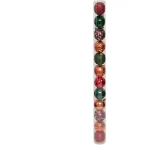 Comparateur de prix : Déco de sapin Lot de 12 Boules de Noël D 6 cm - Orange et Vert