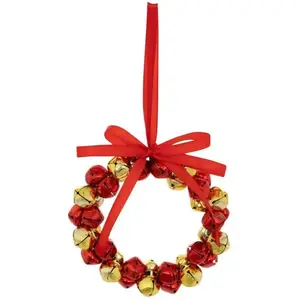 Sujet couronne grelots métal D.11cm rouge et doré - Feeric lights & ch... pas cher