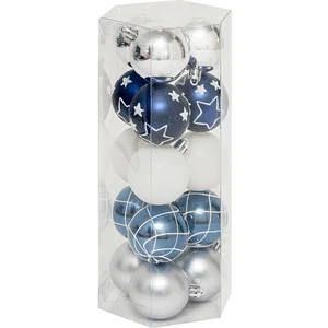 Comparateur de prix : Déco de sapin Lot de 15 Boules de Noël D 5 cm - Bleu et Argent