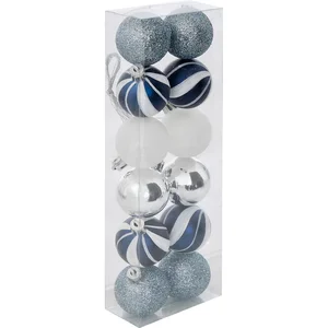 Comparateur de prix : Déco de sapin Lot de 12 Boules de Noël D 4 cm - Bleu et Argent