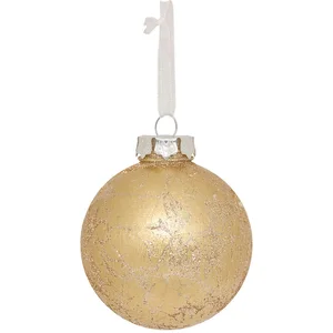 Déco Sapin Boule de Noël D 8 cm Doré effet métal pas cher