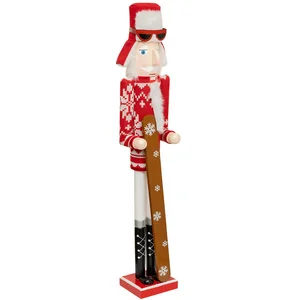 Déco de Noël Grande Figurine Casse-Noisette avec Ski H 106 cm