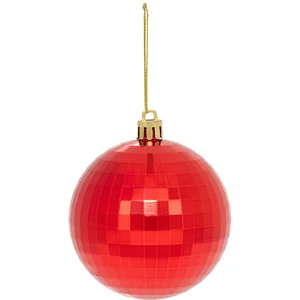 Déco Sapin Boule de Noël D 8 cm Rouge effet miroir pas cher