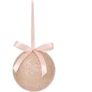 Déco Sapin Boule de Noël Rose pailleté D 7.5 cm pas cher