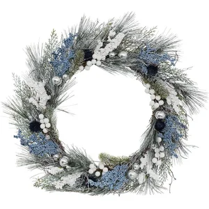Comparateur de prix : Couronne de Noël D 50 cm Bleu et Blanc