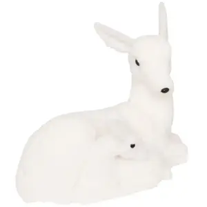 Déco de Noël Renne Blanc et son Faon L 42 cm - Feeric Christmas pas cher