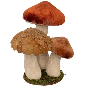Déco de Noël Trio de Champignons velours pailleté H 21 cm pas cher