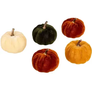 Déco de Noël Lot de 5 Citrouilles en velours