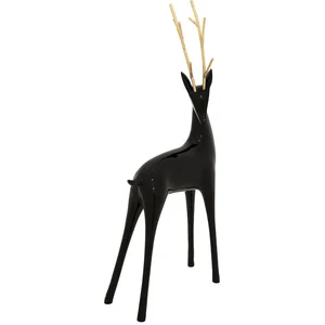 Déco Noël Renne en résine Noir et Doré H 40 cm pas cher