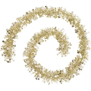 Comparateur de prix : Guirlande de Noël large 10 cm Doré déco Hexagones Longueur 2 mètres