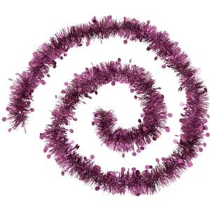 Guirlande de Noël large 10 cm Violet avec pastilles Longueur 2 mètres pas cher