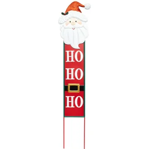 Déco de Noël Pancarte Père noël HOHOHO en métal rouge H 91 cm pas cher