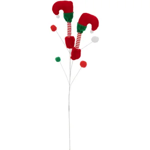 Branche décorative spéciale fêtes Pieds de lutins velours H 65 cm