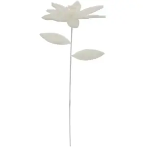 Branche décorative spéciale fêtes Poinsettia fourrure Blanc pailleté H... pas cher
