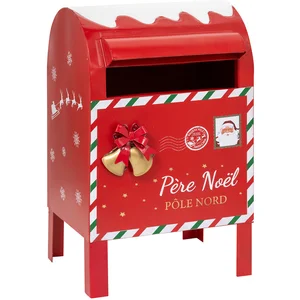 Boîte aux lettres Père Noël en métal Rouge imprimé H 34 cm pas cher